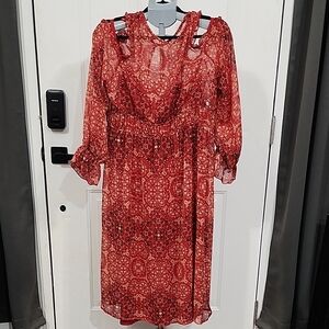 Knox Rose Red Long Sleeve Dress Size XXL
